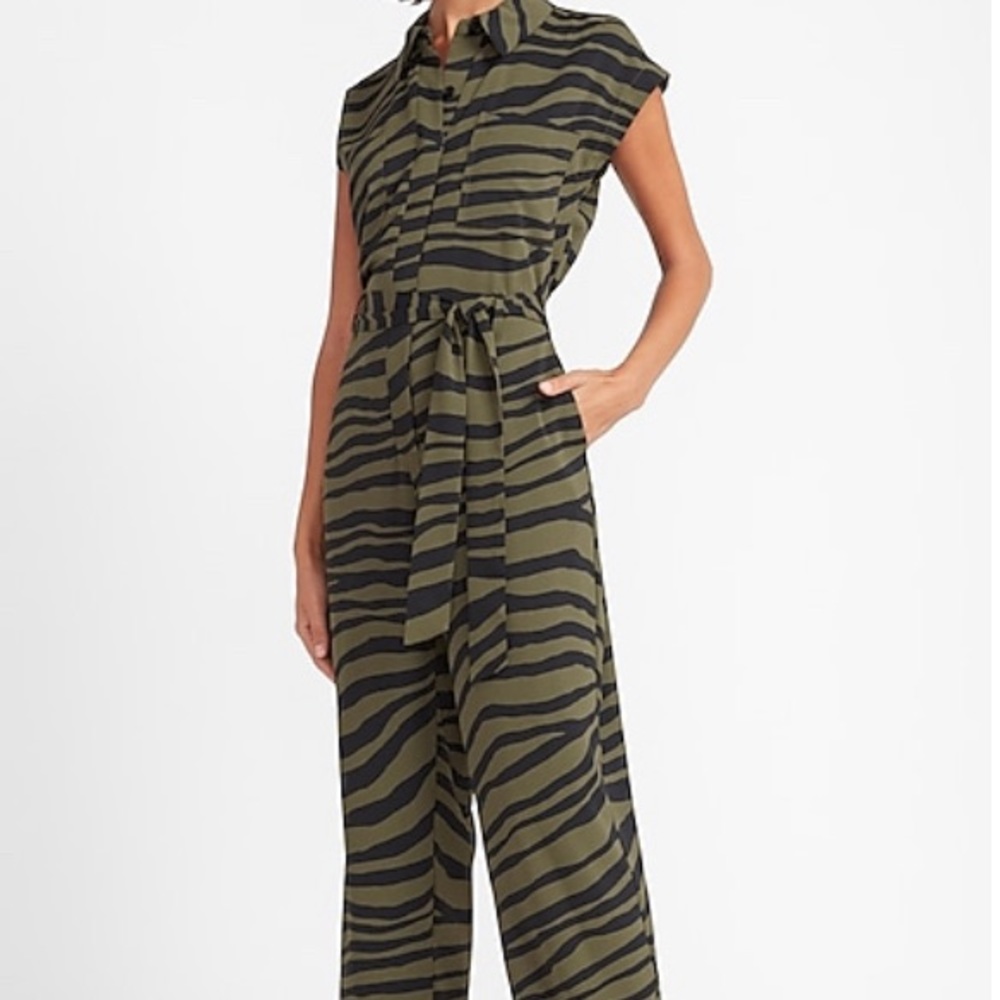 Express zebra animal print pant jumpsuit NWT